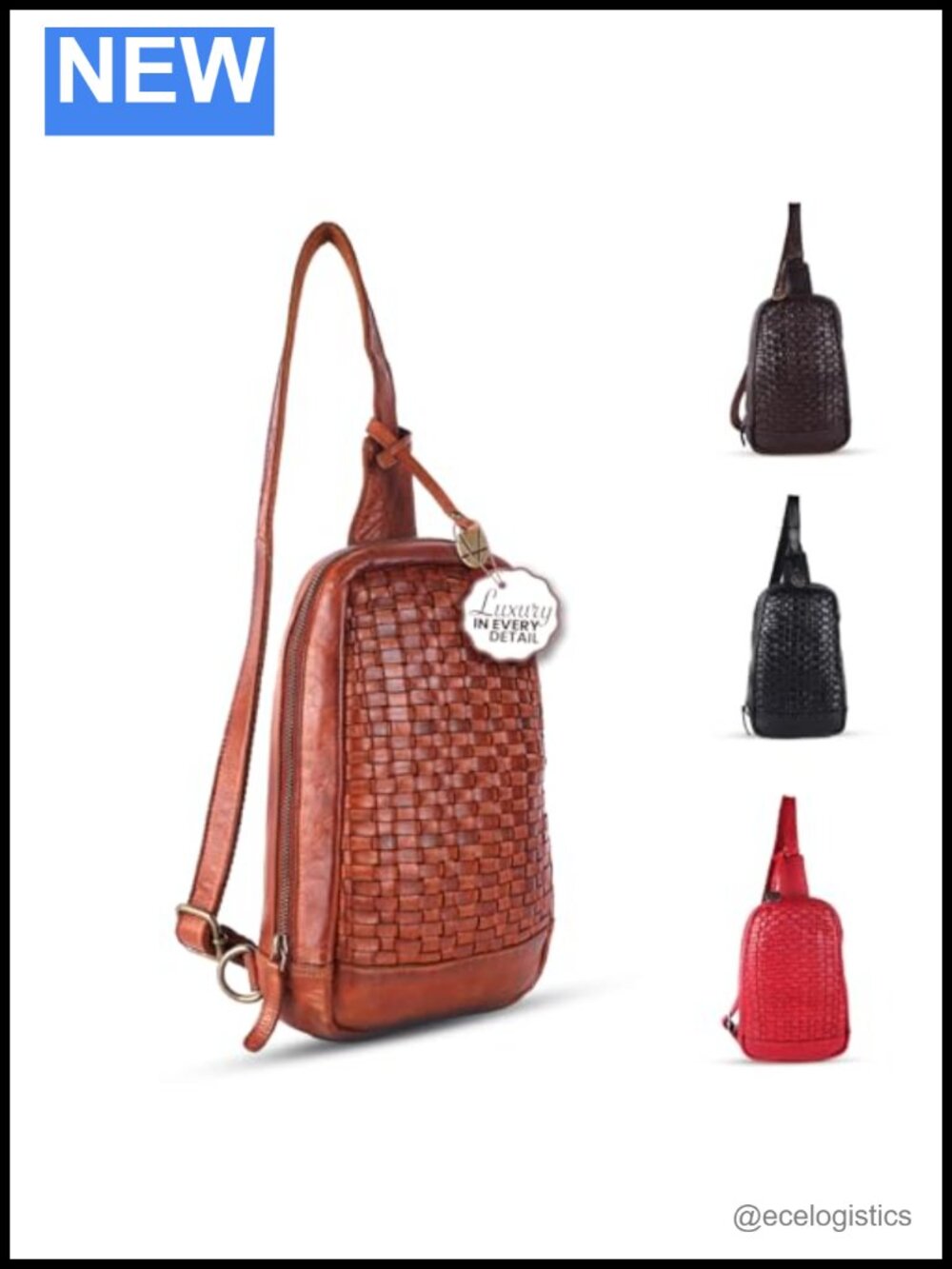 Genuine Leather Unisex Travel Sling Crossbody Bag